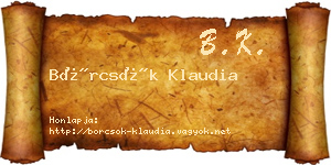 Börcsök Klaudia névjegykártya